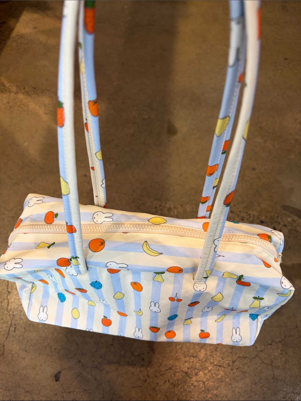 BAGGU MIFFY Medium Nylon Bowler bag MIFFY PICNIC STRIPES